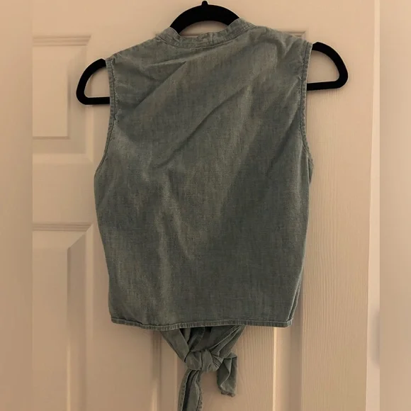 Polo Ralph Lauren Cropped Denim Knot Top - Picture 2 of 3